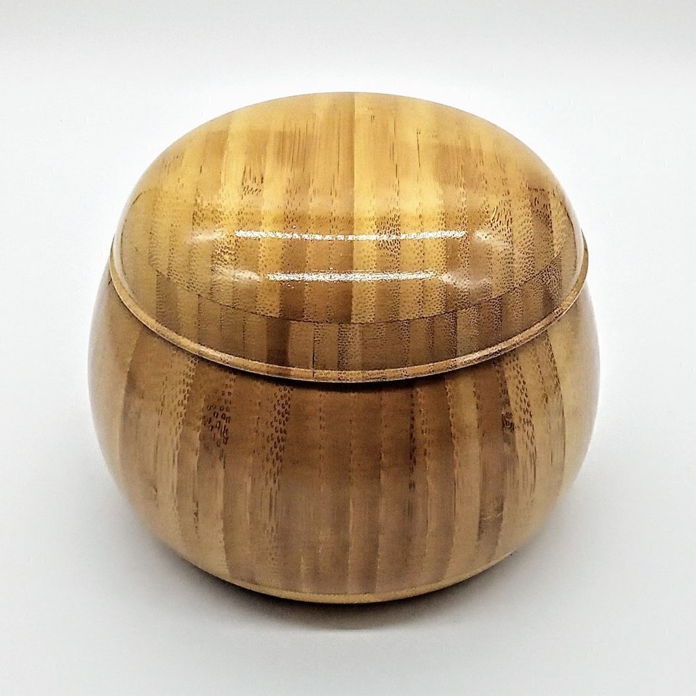 Polished Light Wood Round Covered Bowl Box